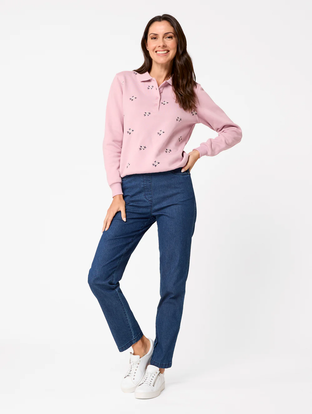 Floral Embroidered Fleece Polo - Image 4